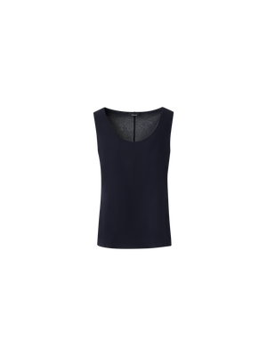 Designer Top aus Seiden-Georgette mit U-Ausschnitt - Dunkelblau - Blau