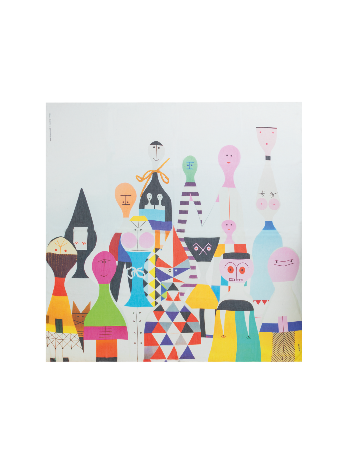 Designer Wooden Dolls Druck Schal aus Baumwoll-Seide - Bunt