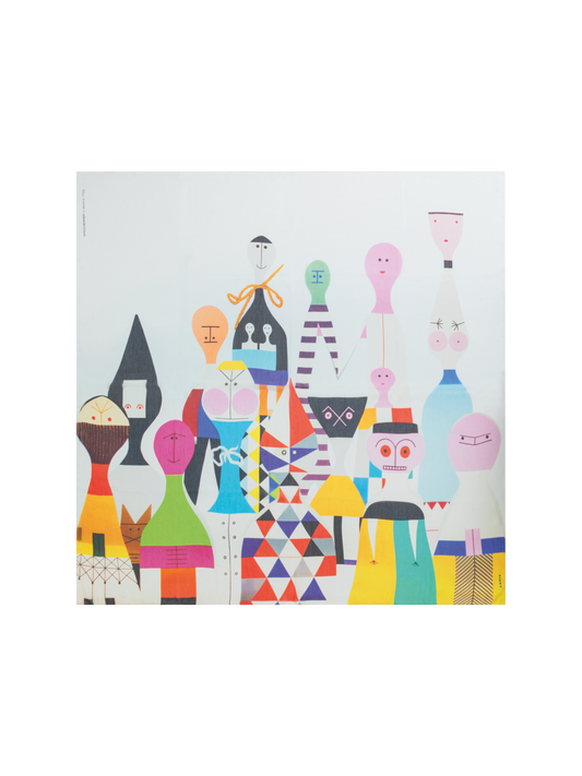 Designer Wooden Dolls Druck Schal aus Baumwoll-Seide - Bunt