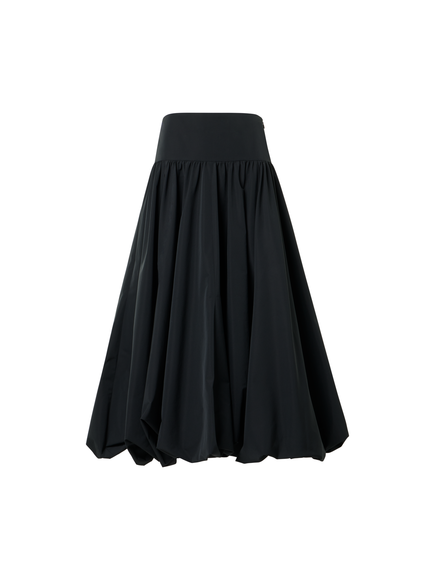 Designer Volant-Midirock aus Taft - Schwarz