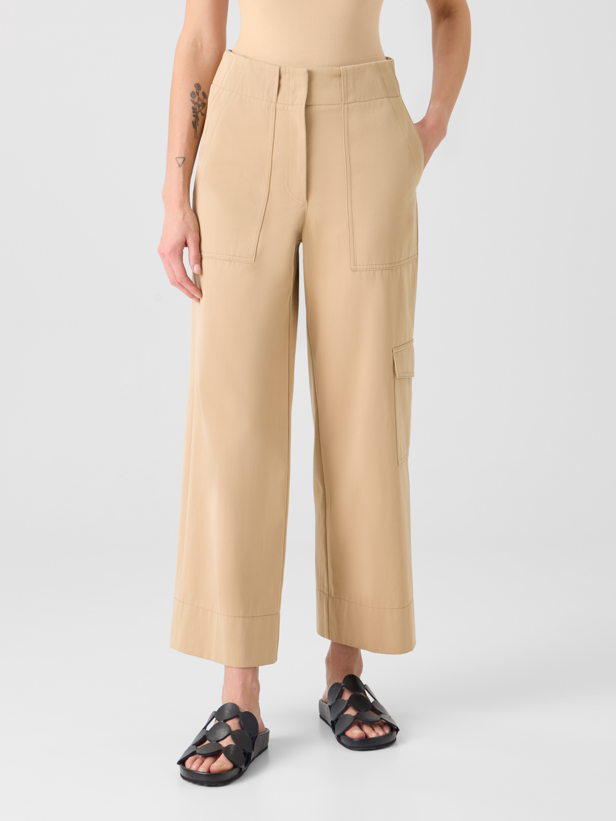 Designer Cargohose aus Baumwoll-Gabardine - Beige #editorial