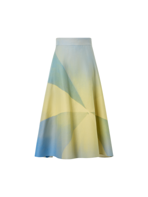 Designer Midirock in Baumwolle Doppelgewebe  mit Sunbeam-Print - Bunt