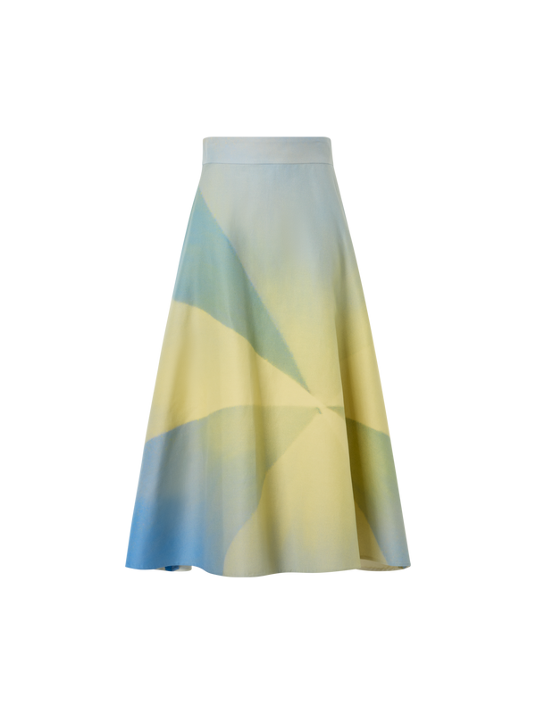 Designer Midirock in Baumwolle Doppelgewebe  mit Sunbeam-Print - Bunt
