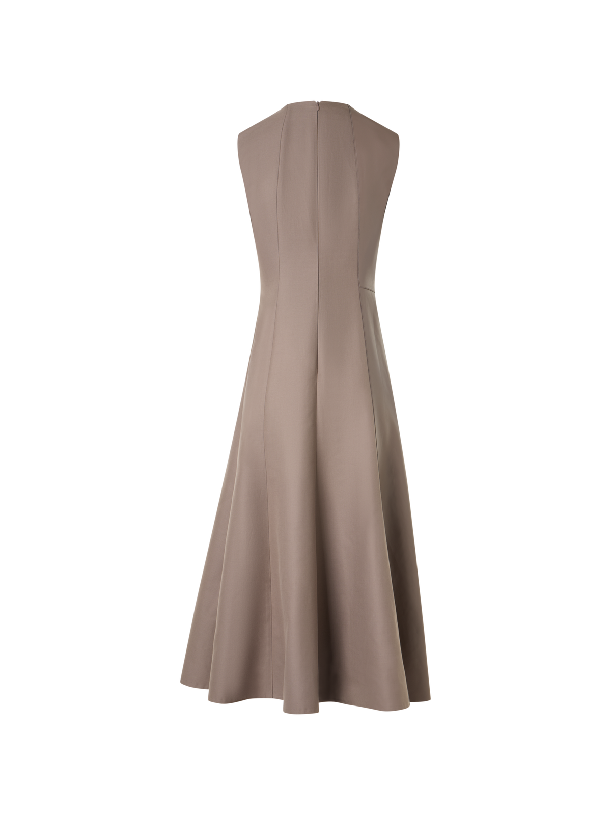 Designer Ausgestelltes Midikleid mit Leder-Patchwork - Beige