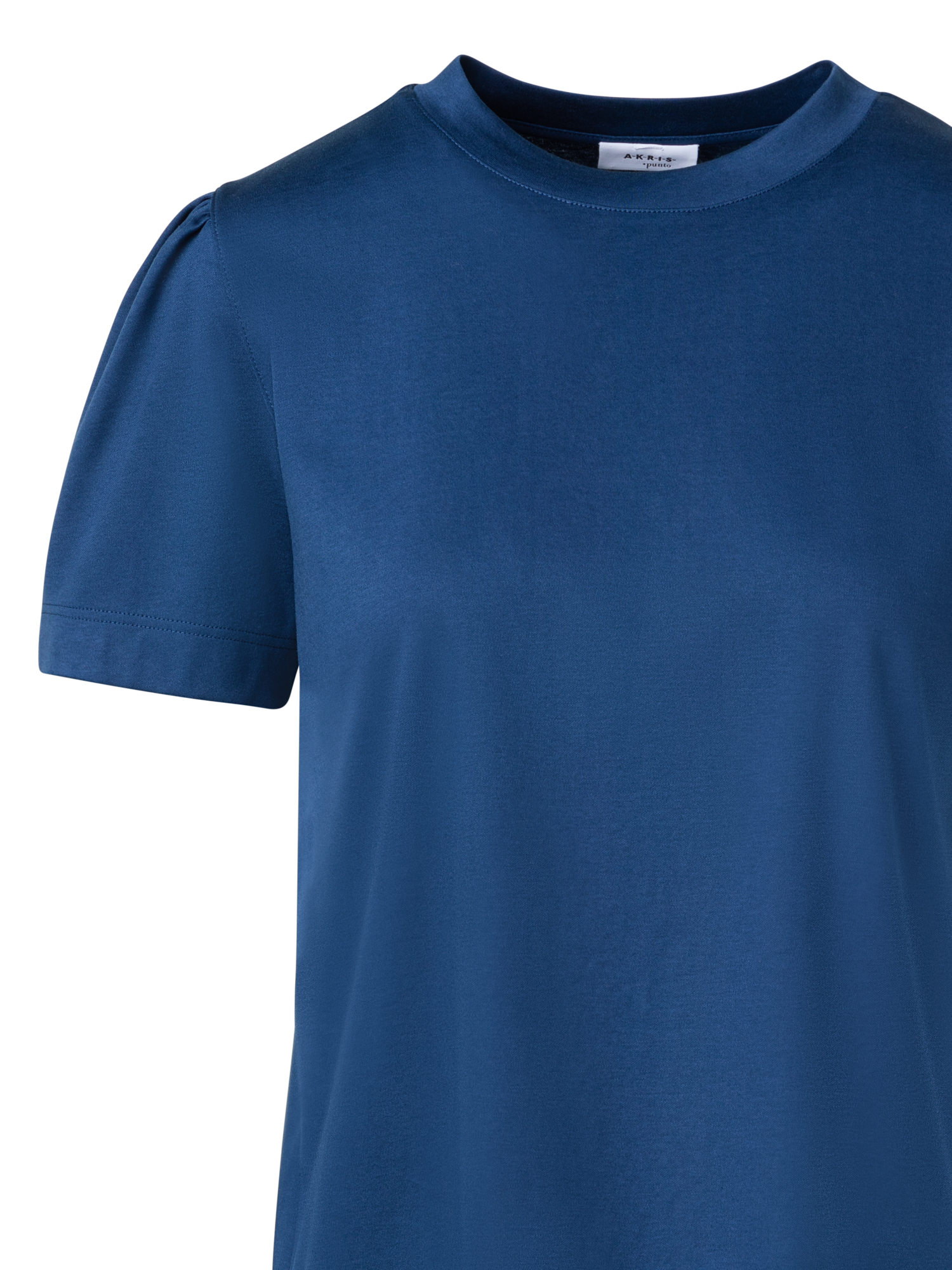 Designer T-Shirt mit Puffärmeln aus Baumwolljersey - Blau