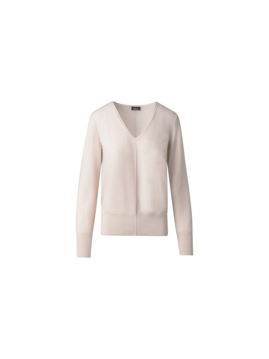 Designer 100% Kaschmir-Pullover mit V-Ausschnitt - Beige