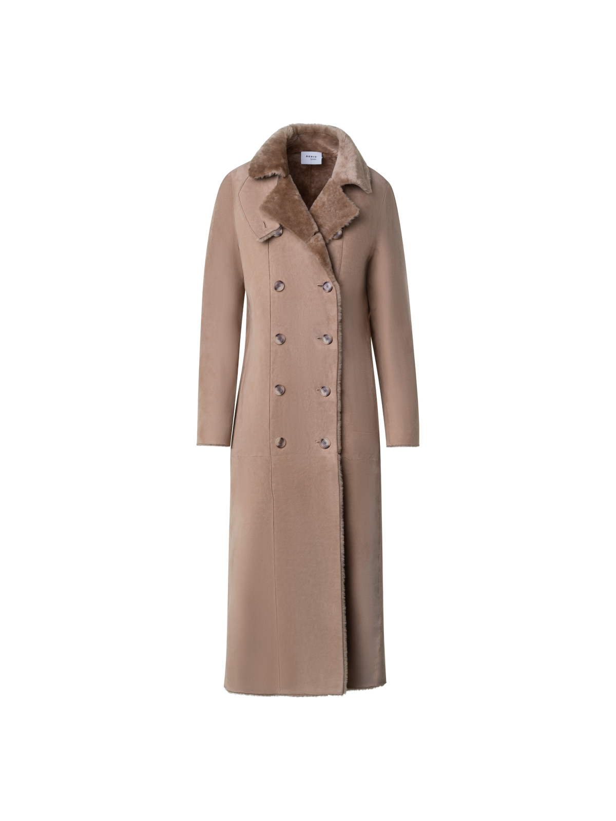 Designer Langer Shearling Ledermantel - Beige