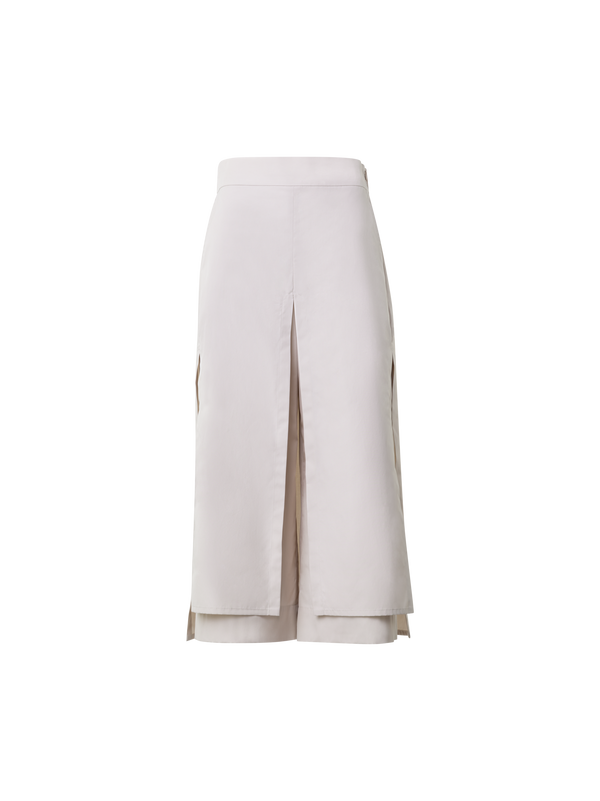 Designer Cropped Lagenhose aus Baumwoll-Popeline - Grau - Beige