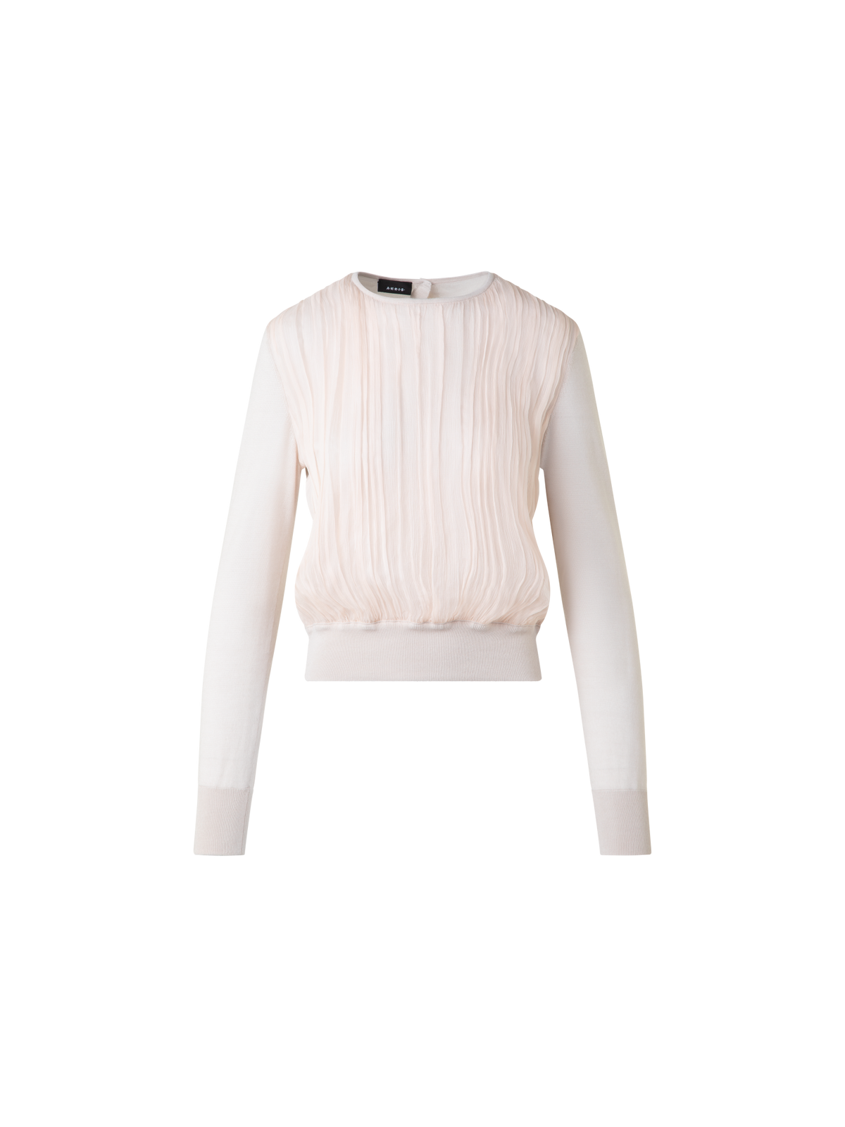 Designer Pullover mit Seiden-Chiffon-Front - Beige