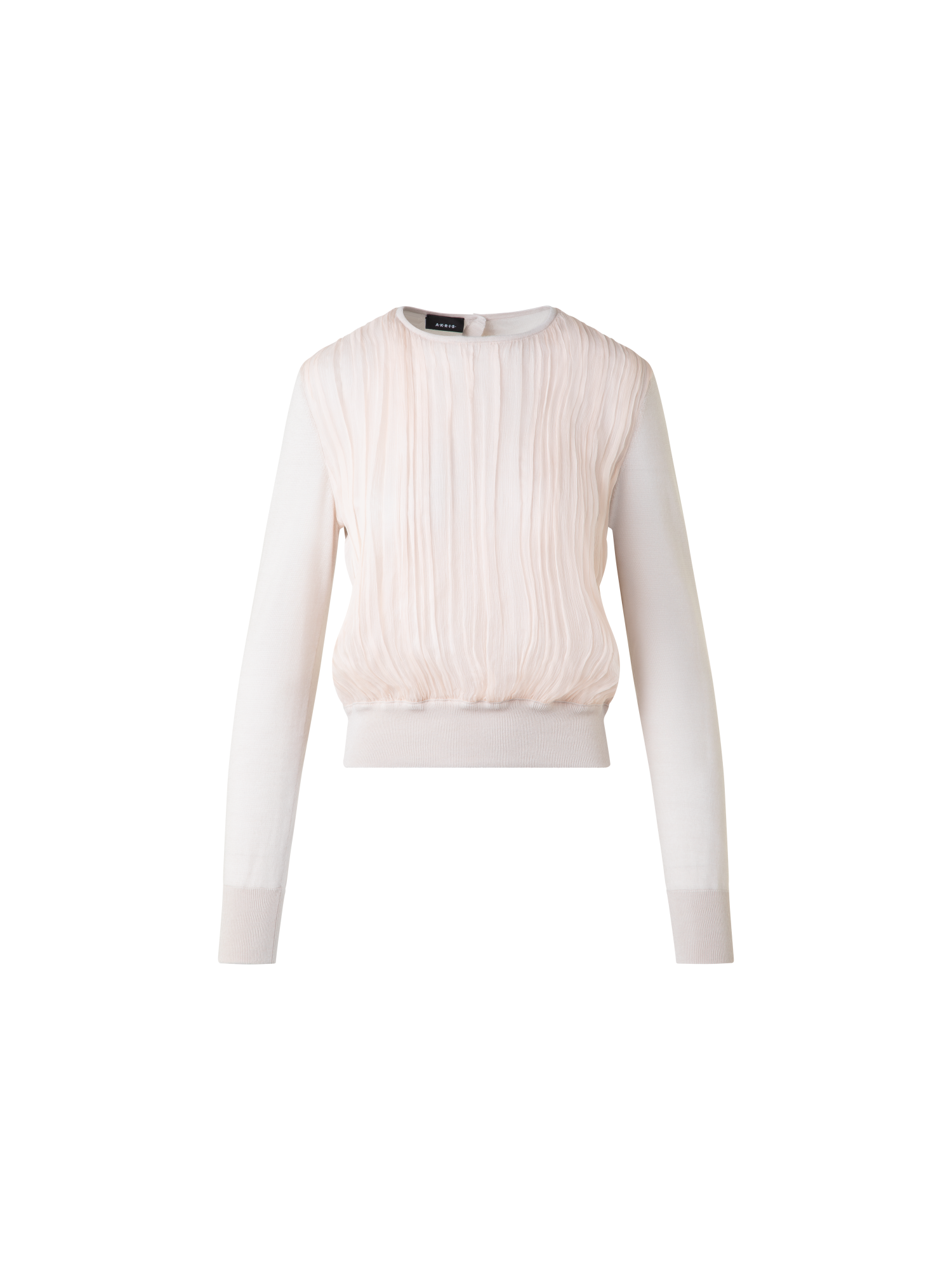 Designer Pullover mit Seiden-Chiffon-Front - Beige