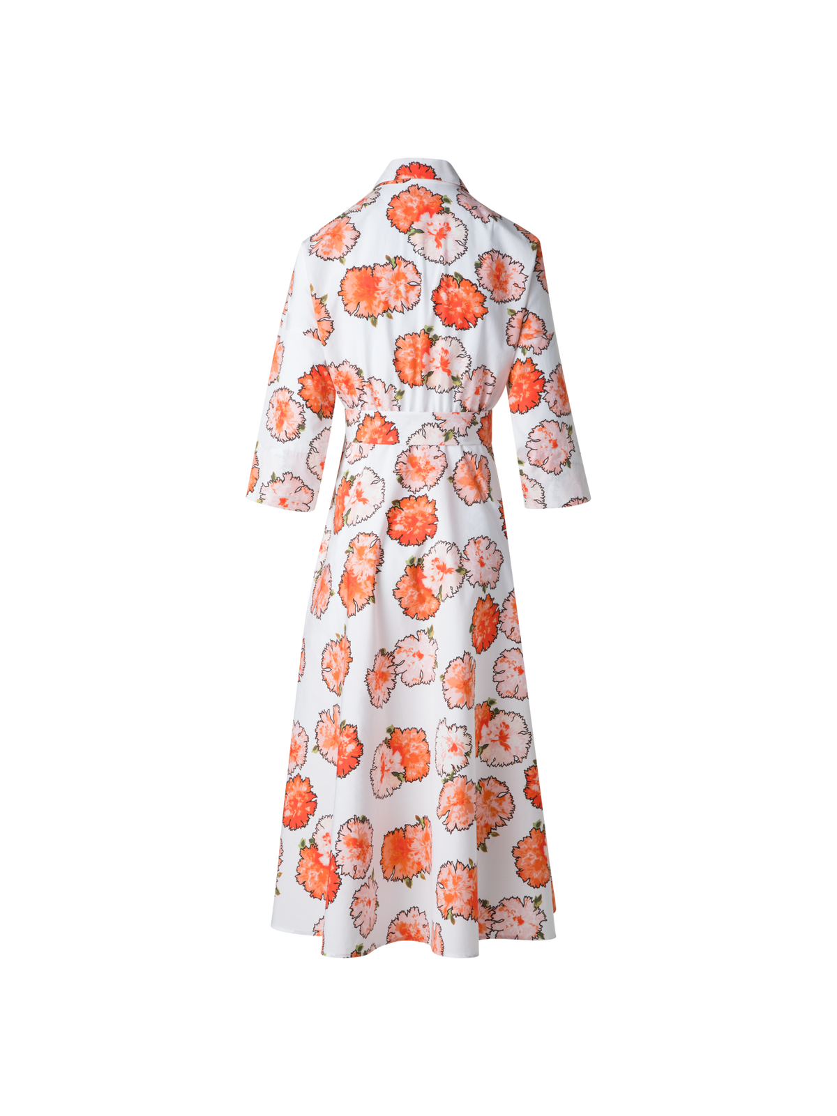 Designer Midi-Blusenkleid mit geblümtem Carnation Druck - Bunt - Orange