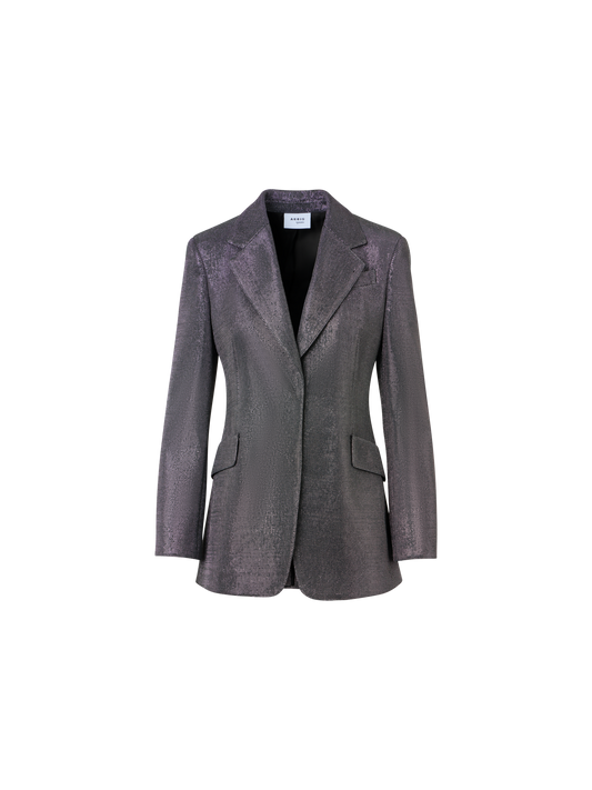 Designer Blazer aus Metallic-Vogelaugen-Jersey - Grau - Silber