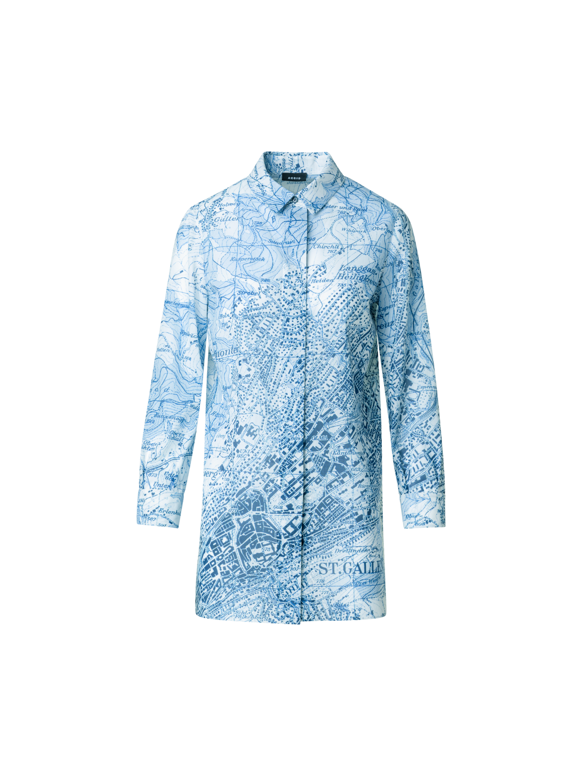 Designer Tunikabluse mit St. Gallen Map Druck - Blau - Bunt