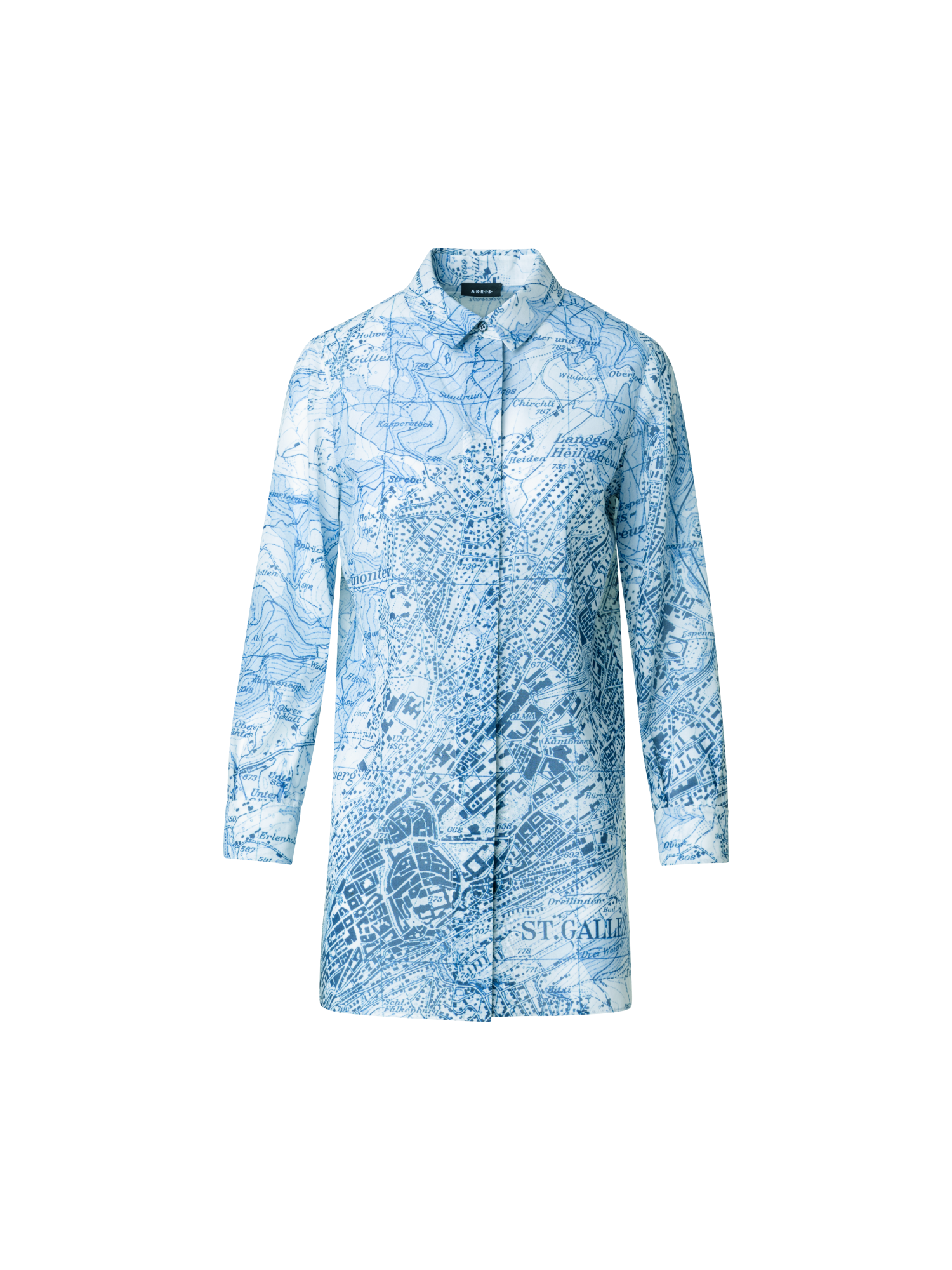 Designer Tunikabluse mit St. Gallen Map Druck - Blau - Bunt