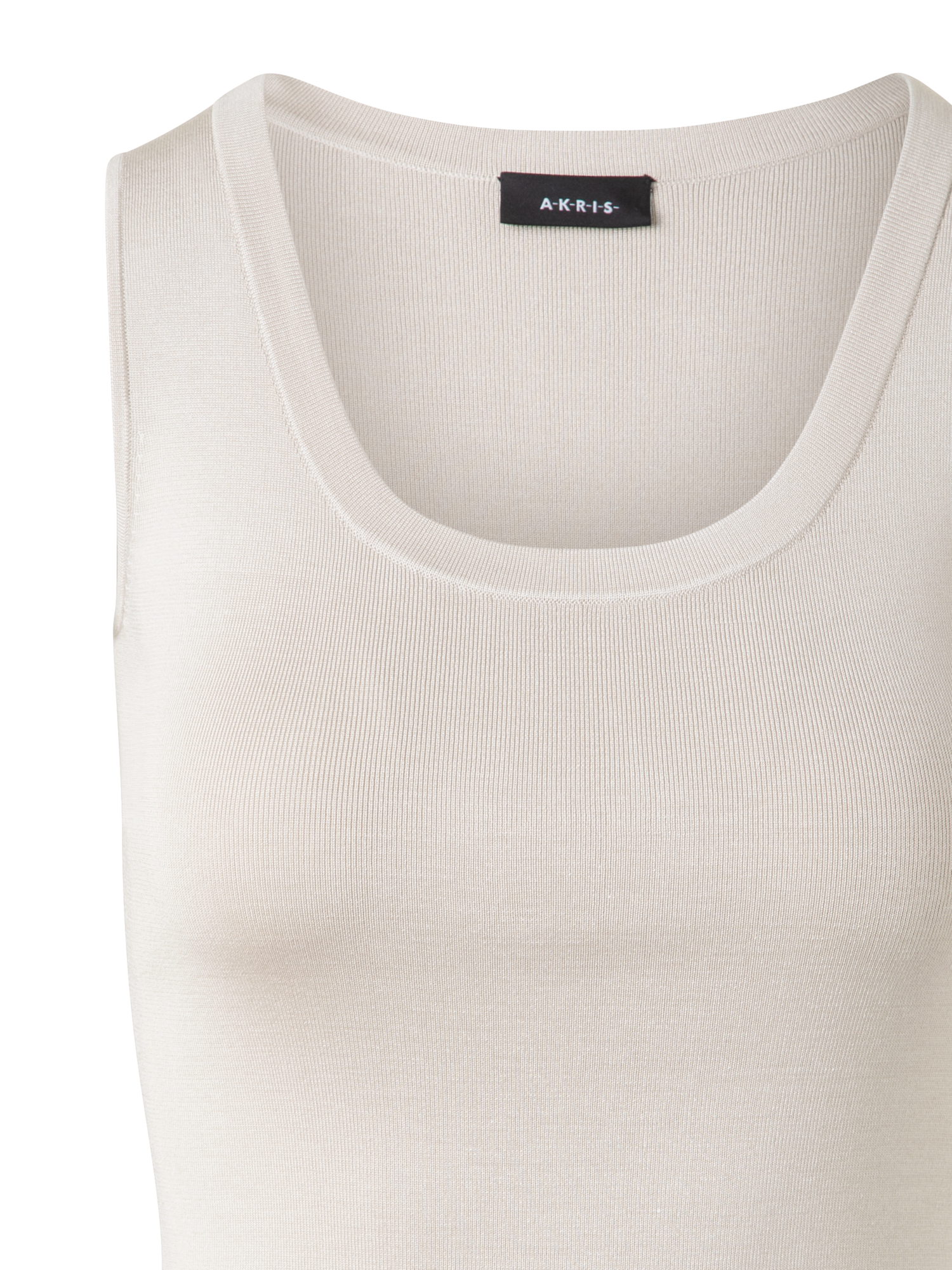 Designer Tanktop aus Seidenstrick - Grau - Ecru