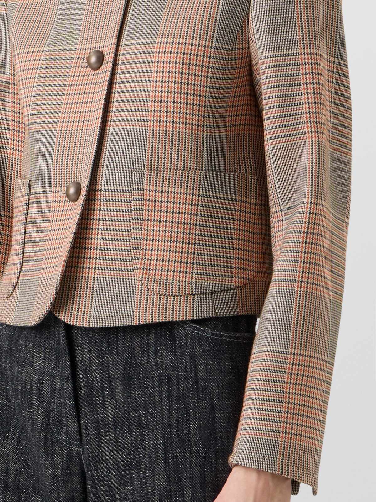 Designer Langärmelige Jacke aus Glencheck auf schwerem Woll-Twill - Bunt #editorial