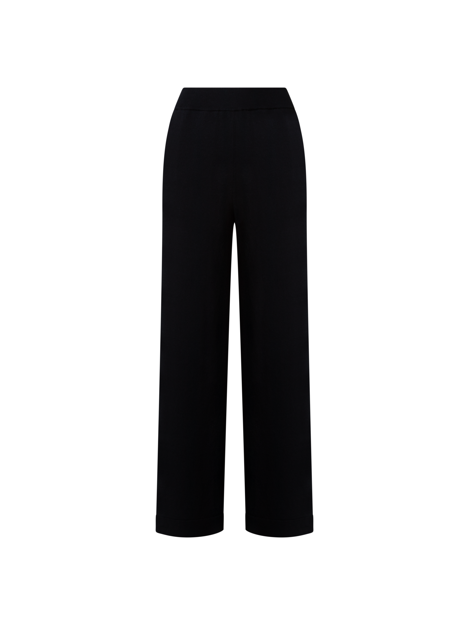 Designer Gerade Strickhose aus Woll-Stretch - Schwarz