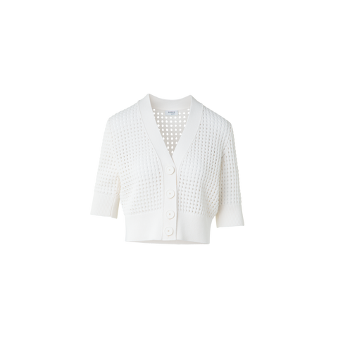 Kurzer Cardigan aus grobem Baumwollmesh