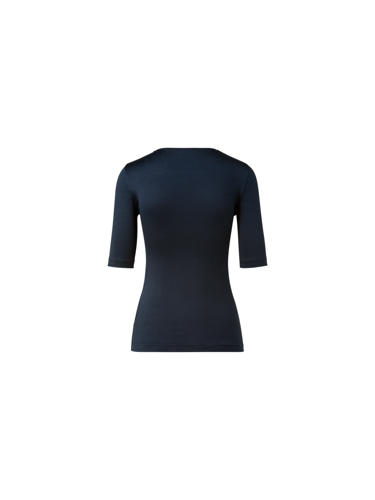 Designer Shirt mit 3/4 Arm aus Seiden-Jersey - Dunkelblau - Blau