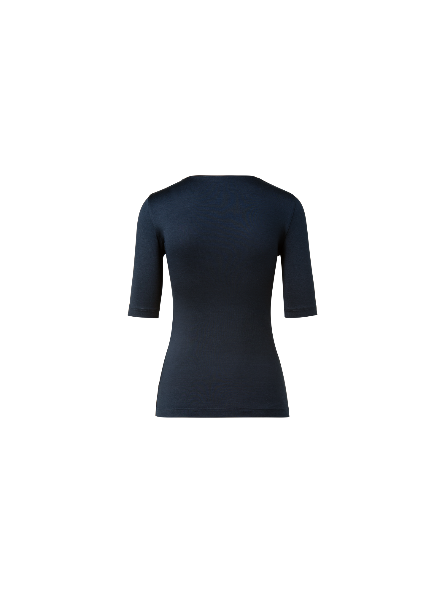 Designer Shirt mit 3/4 Arm aus Seiden-Jersey - Dunkelblau - Blau