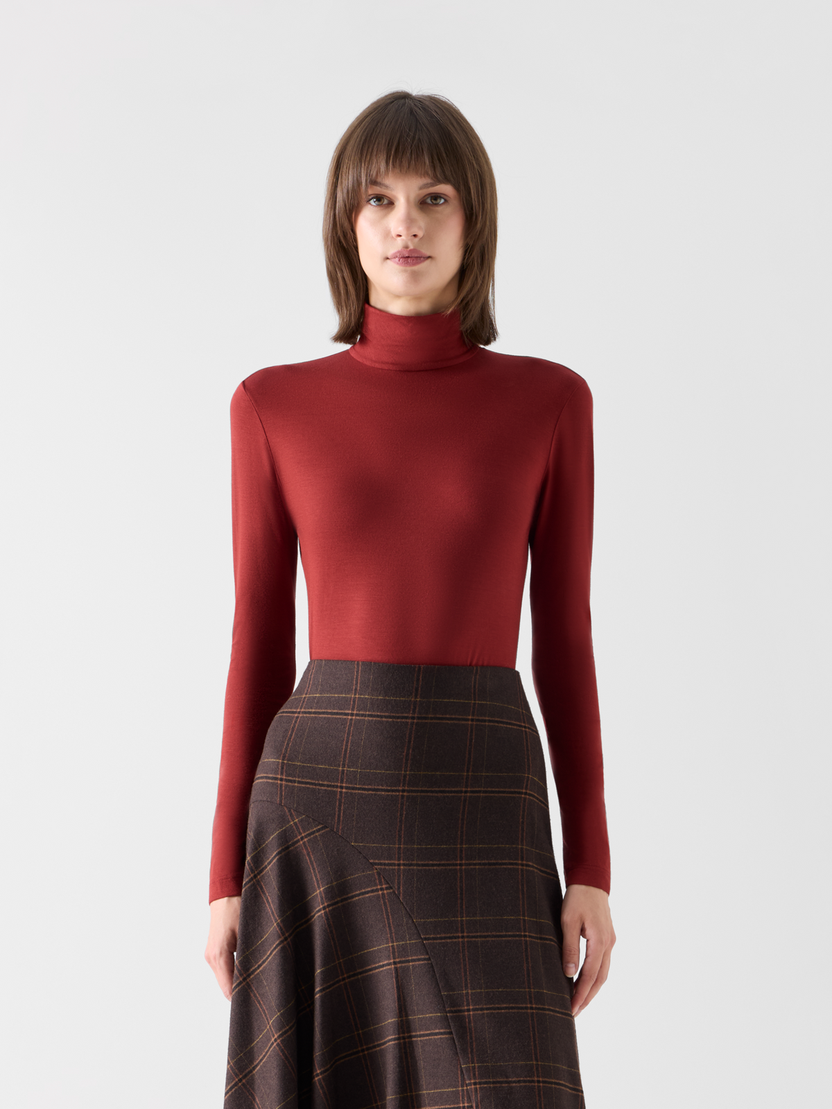 Designer Tailliertes Modal-Shirt mit Punto Dot Detail - Rot 