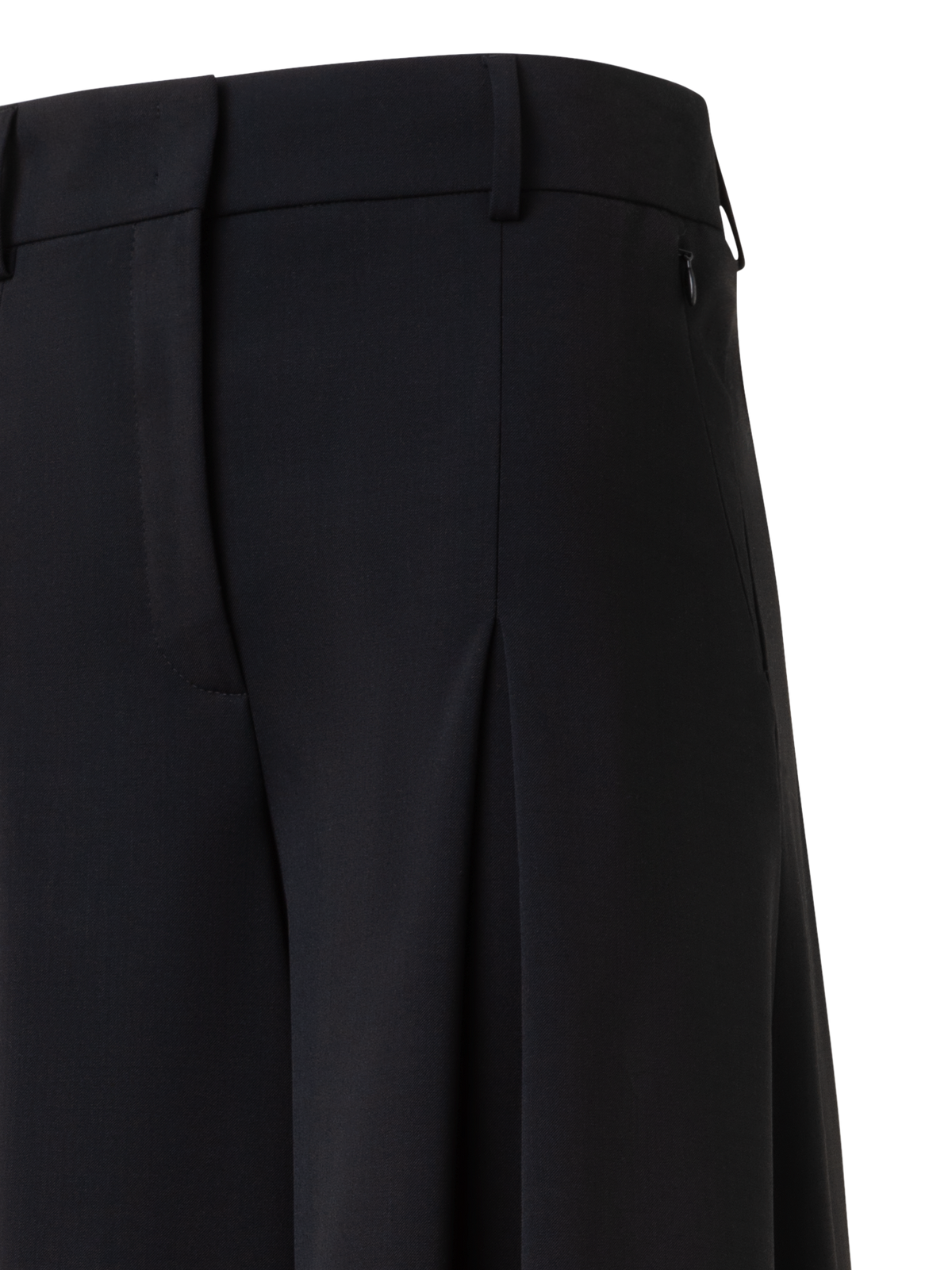 Designer Extra Weite Palazzo-Hose aus Woll-Twill-Stretch - Schwarz