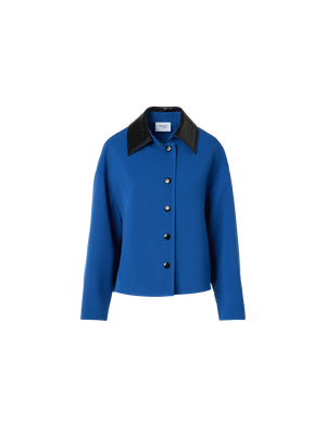 Designer Kurze Jacke aus schwerem Woll-Trikot - Blau