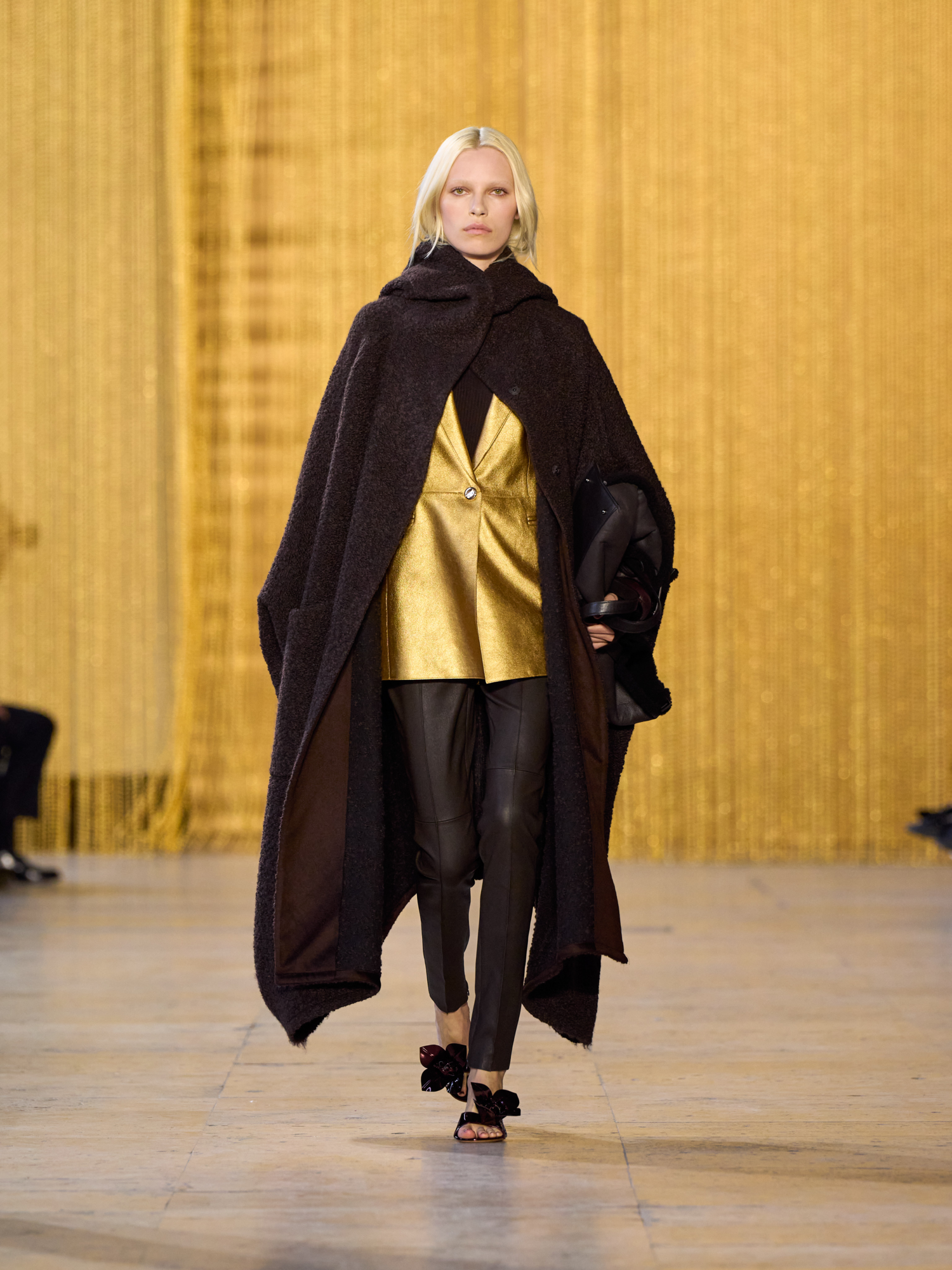 Designer Jacke aus Lamé-Kalb-Nappaleder - Gold 