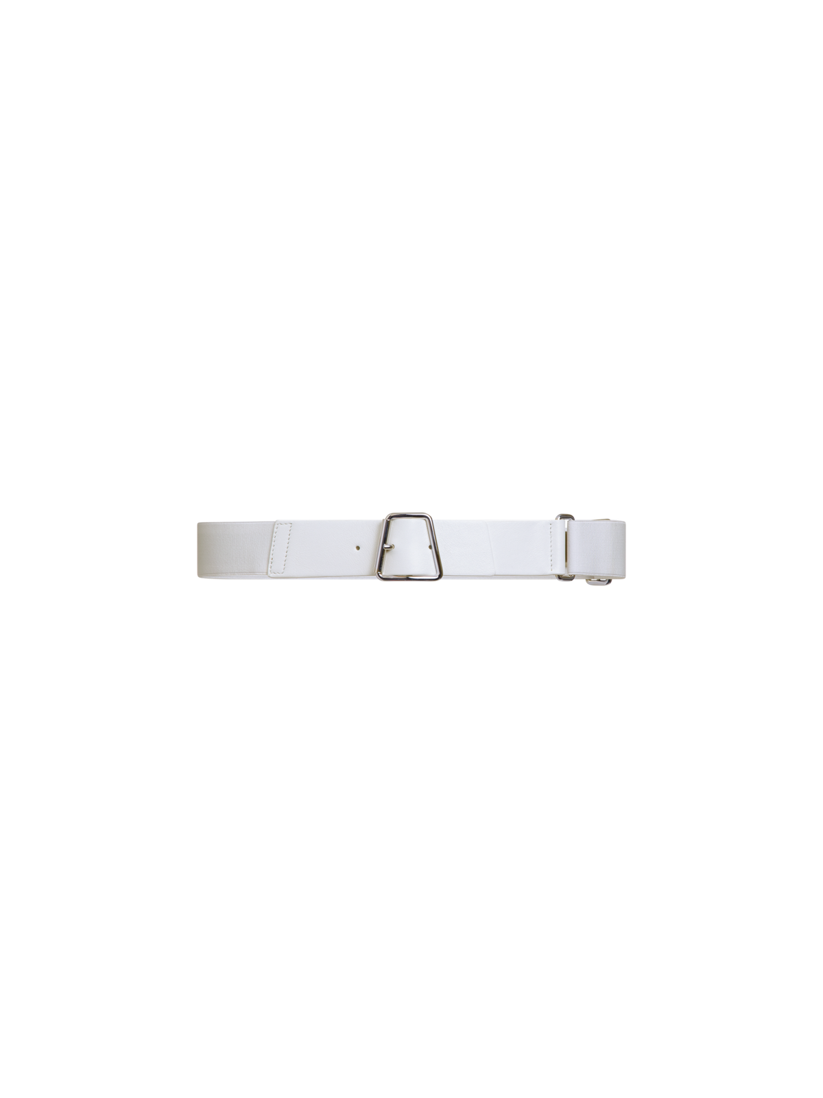 Designer Elastischer Ledergürtel mit Trapez-Schnalle - Weiss