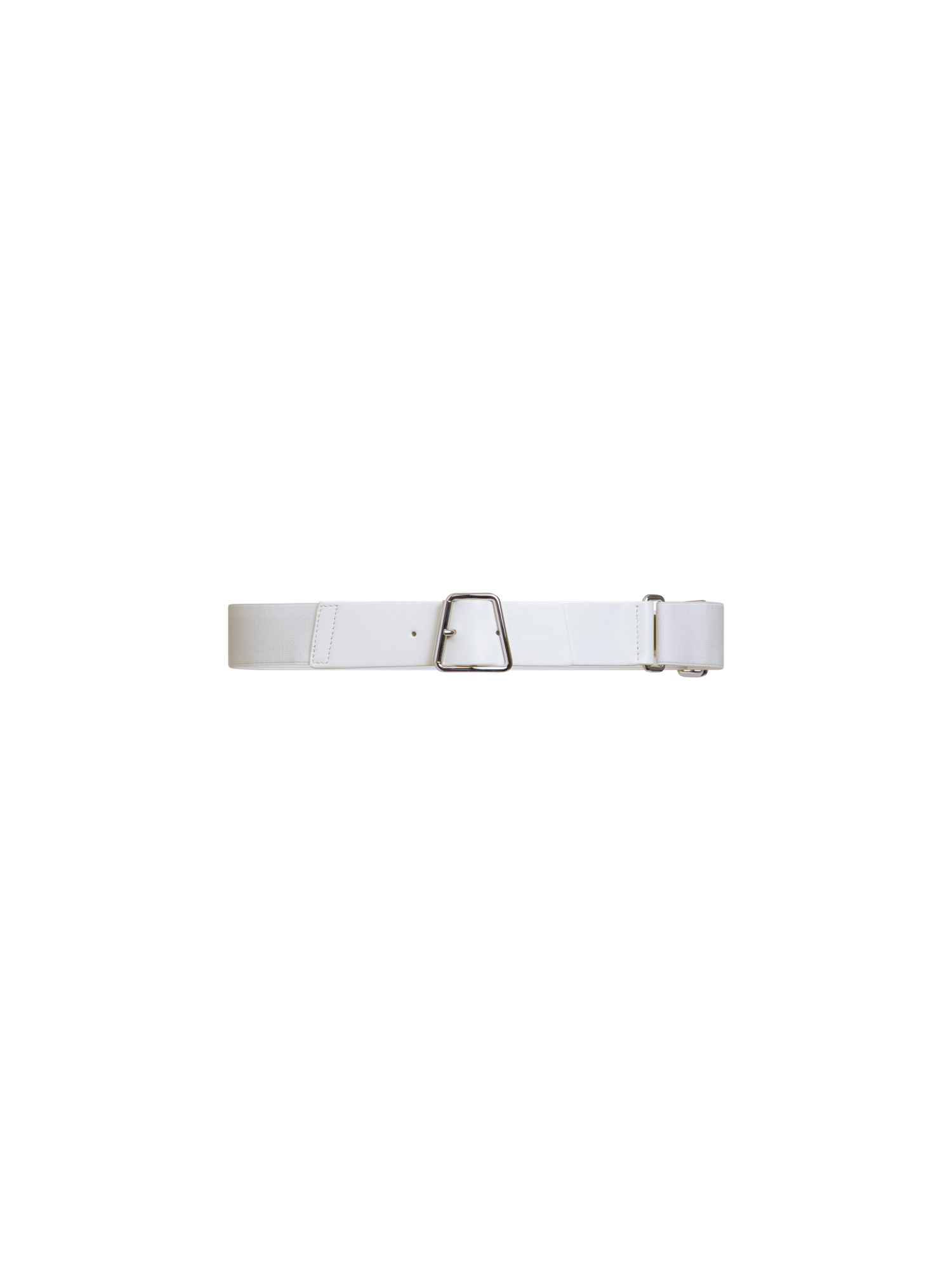 Designer Elastischer Ledergürtel mit Trapez-Schnalle - Weiss