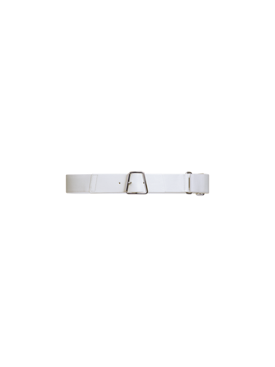 Designer Elastischer Ledergürtel mit Trapez-Schnalle - Weiss