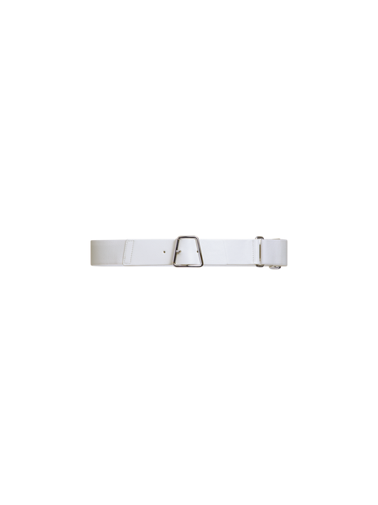 Designer Elastischer Ledergürtel mit Trapez-Schnalle - Weiss
