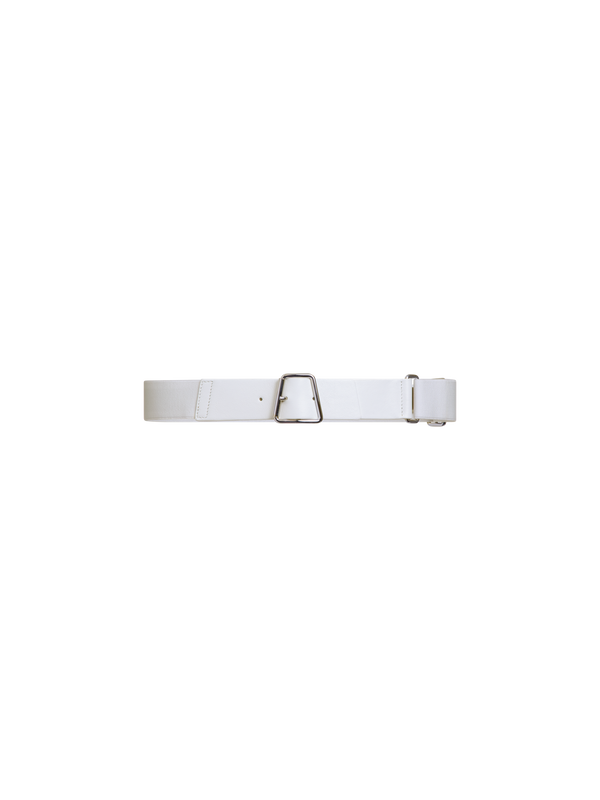 Designer Elastischer Ledergürtel mit Trapez-Schnalle - Weiss