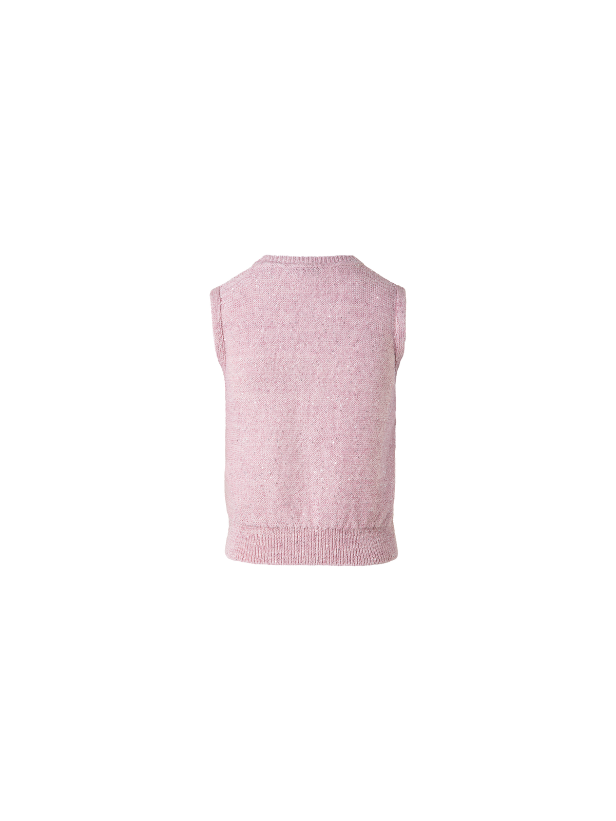 Designer Leinen-Baumwoll-Strick-Top mit Mikro-Pailletten - Rosa