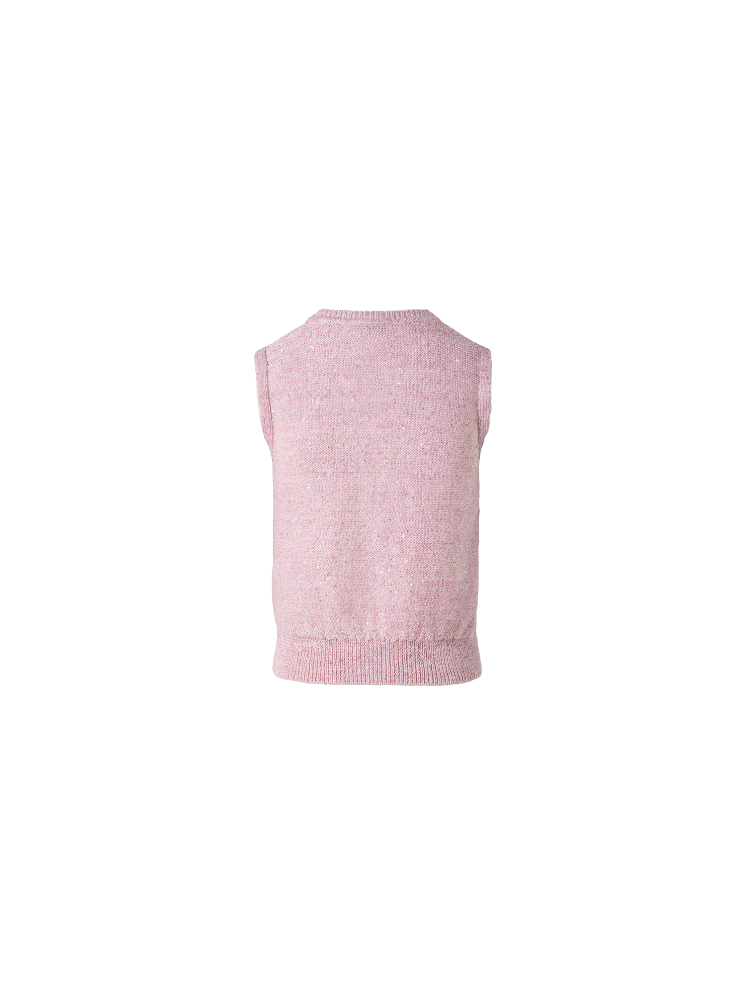 Designer Leinen-Baumwoll-Strick-Top mit Mikro-Pailletten - Rosa
