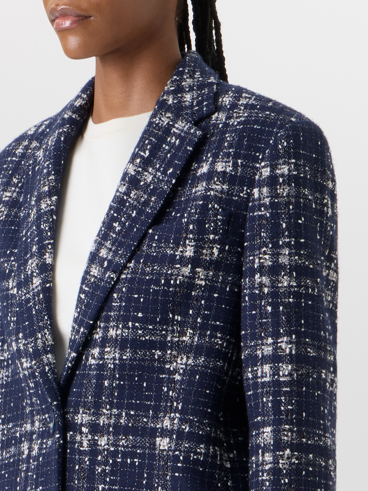 Designer Kora Jacke aus Woll-Viskose-Tweed - Blau #editorial