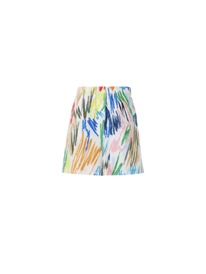 Designer Felice Baumwollshorts mit Scribble-Druck und elastischem Bund - Bunt