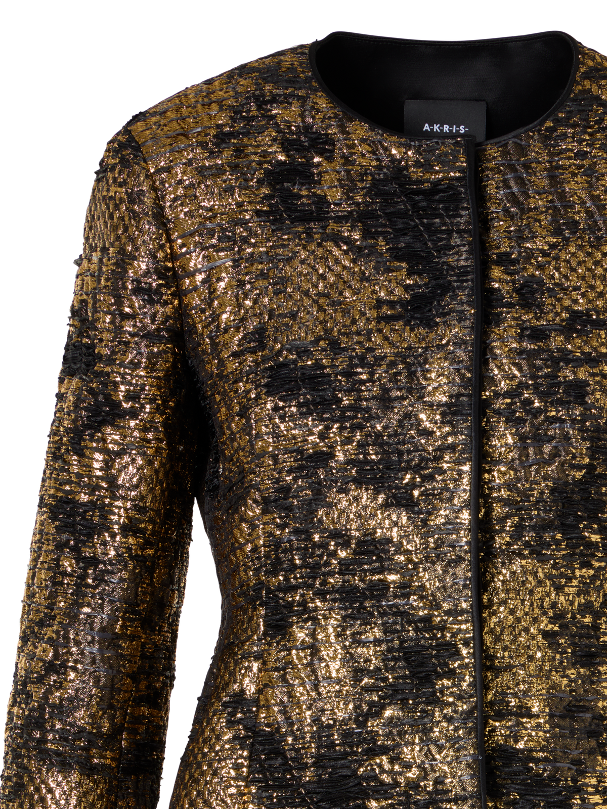 Designer Taillierte Jacke in Fragmented Jacquard - Bunt - Gold
