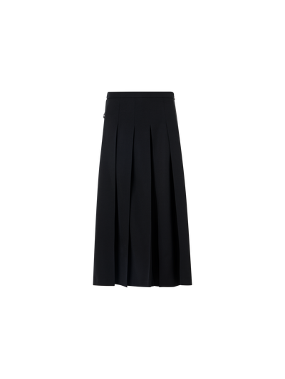 Designer Plissierter Midi-Skort aus Wollgabardine - Schwarz