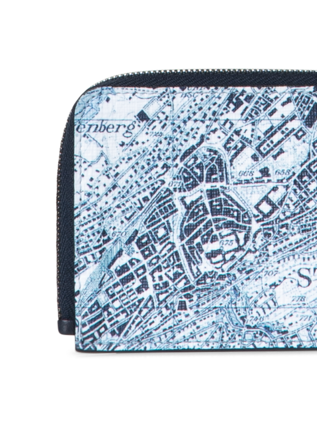Designer Small Wallet mit St. Gallen Map Druck - Blau - Bunt