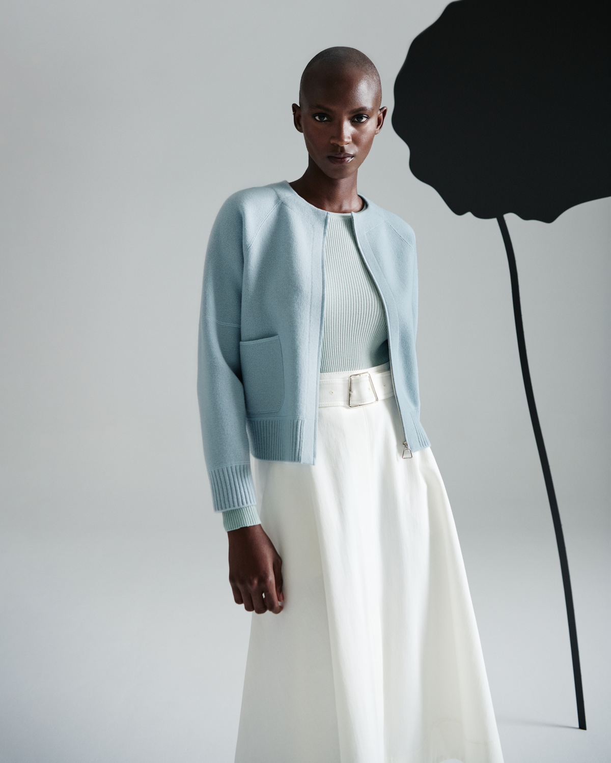 Designer Cardigan aus Kaschmir-Piqué - Blau #editorial