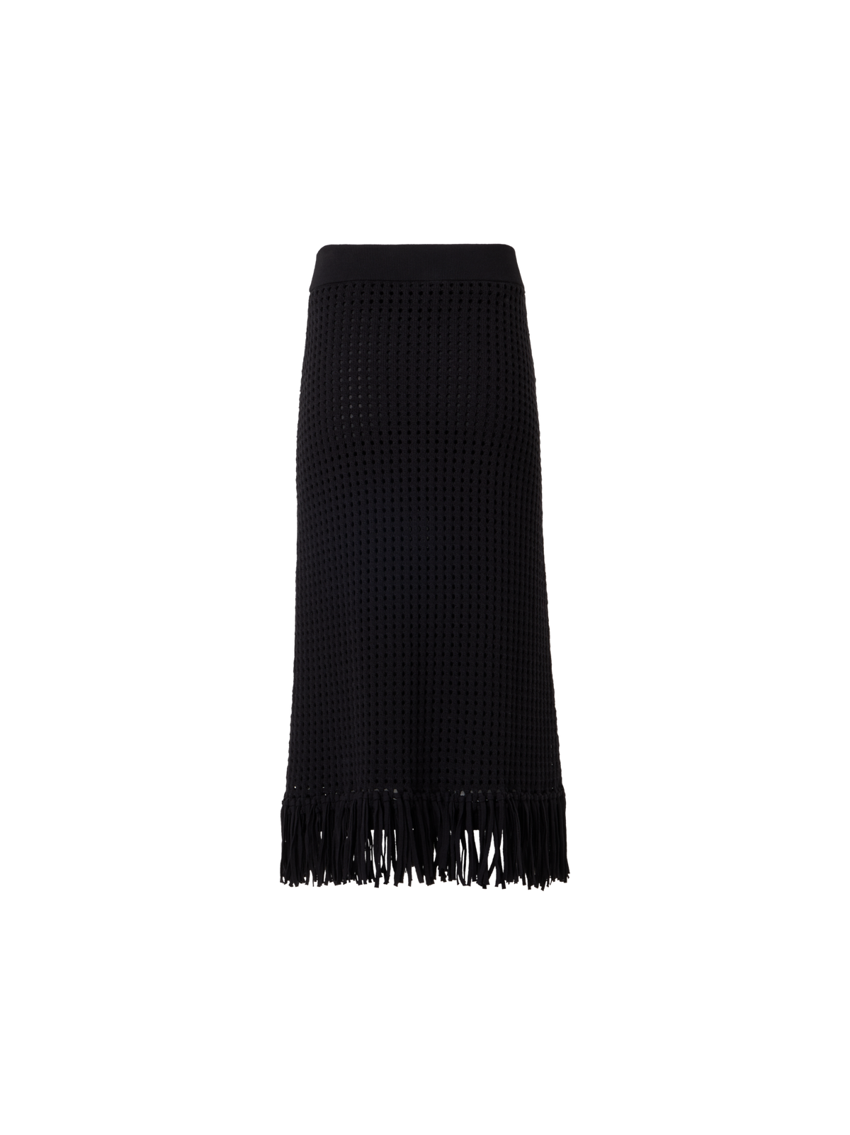 Designer Taillierter Strick-Tube-Rock aus grobem Baumwoll-Mesh - Schwarz