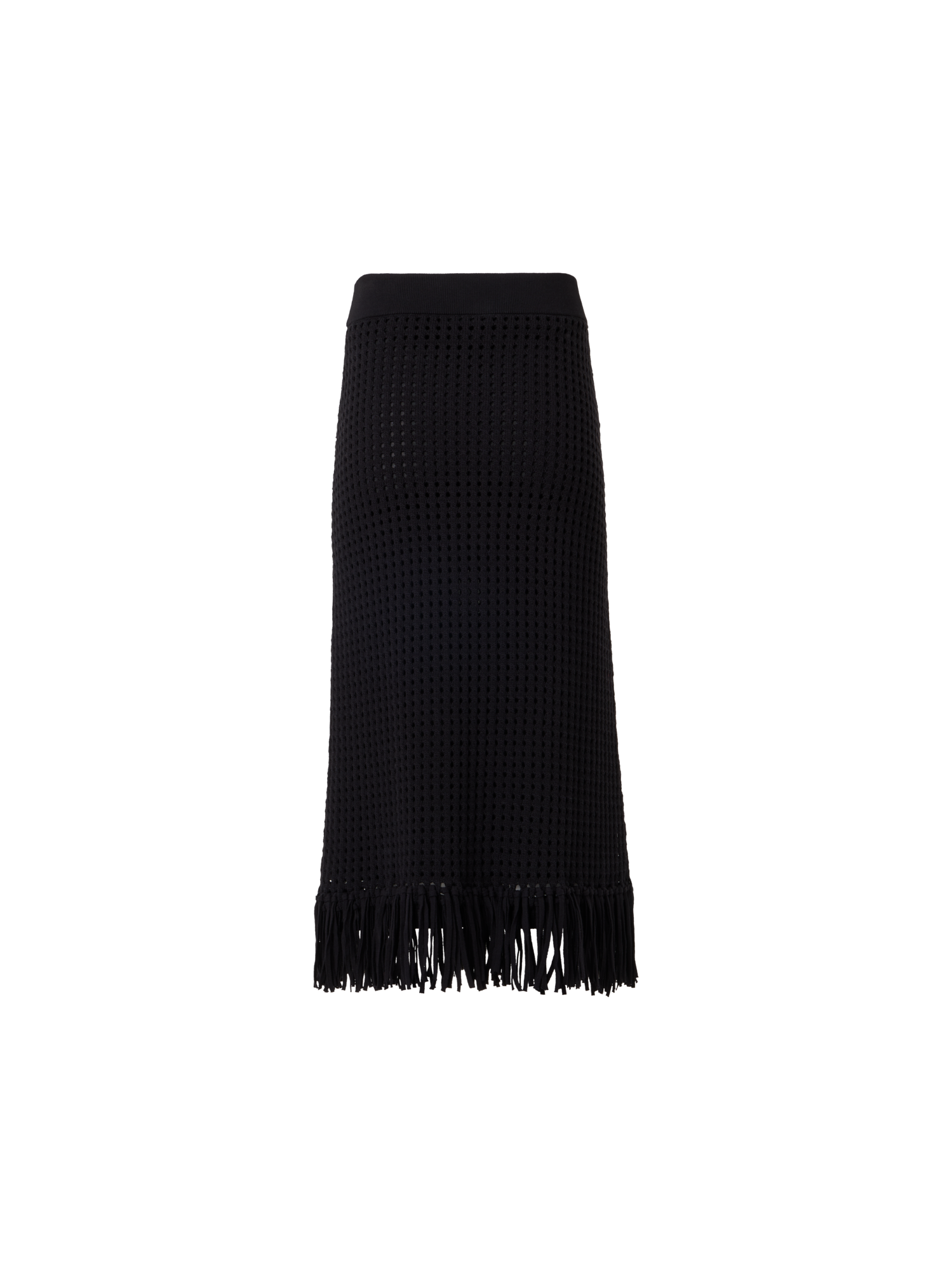 Designer Taillierter Strick-Tube-Rock aus grobem Baumwoll-Mesh - Schwarz