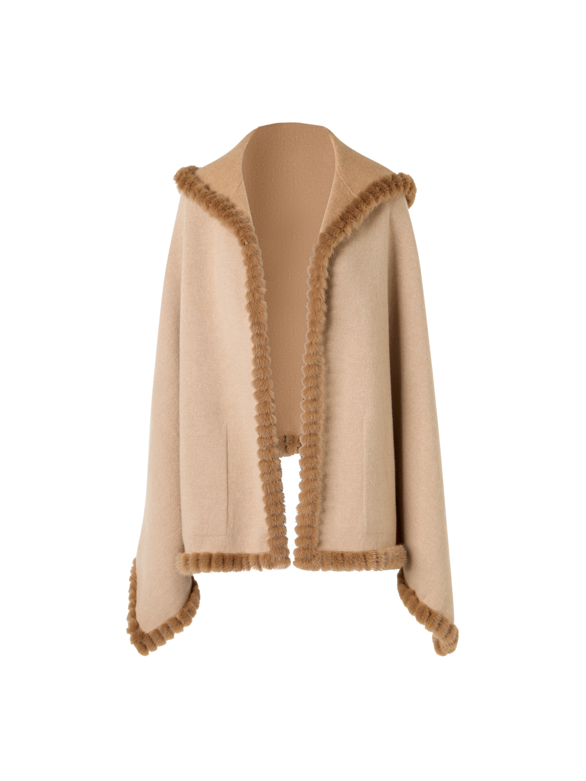 Designer Strickcape aus Kaschmir-Doubleface - Beige
