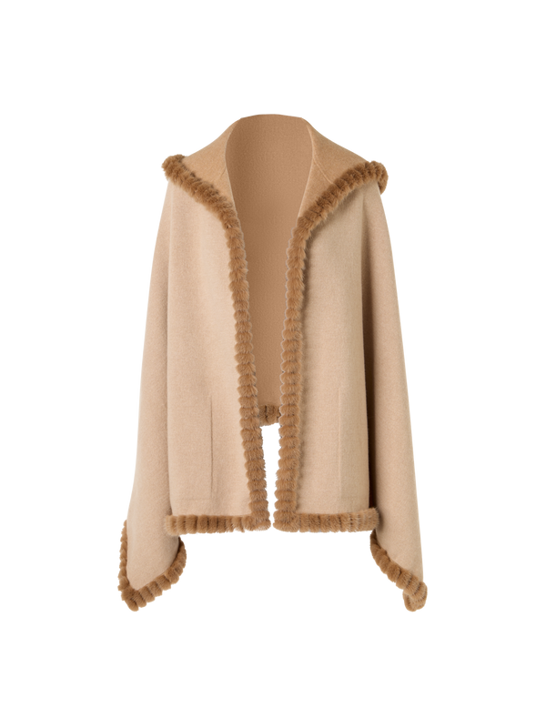Designer Strickcape aus Kaschmir-Doubleface - Beige