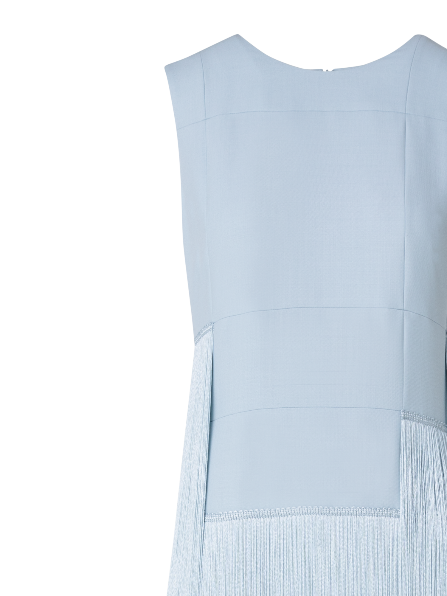 Designer Langes Seidenkleid mit asymmetrischen Fransen - Blau