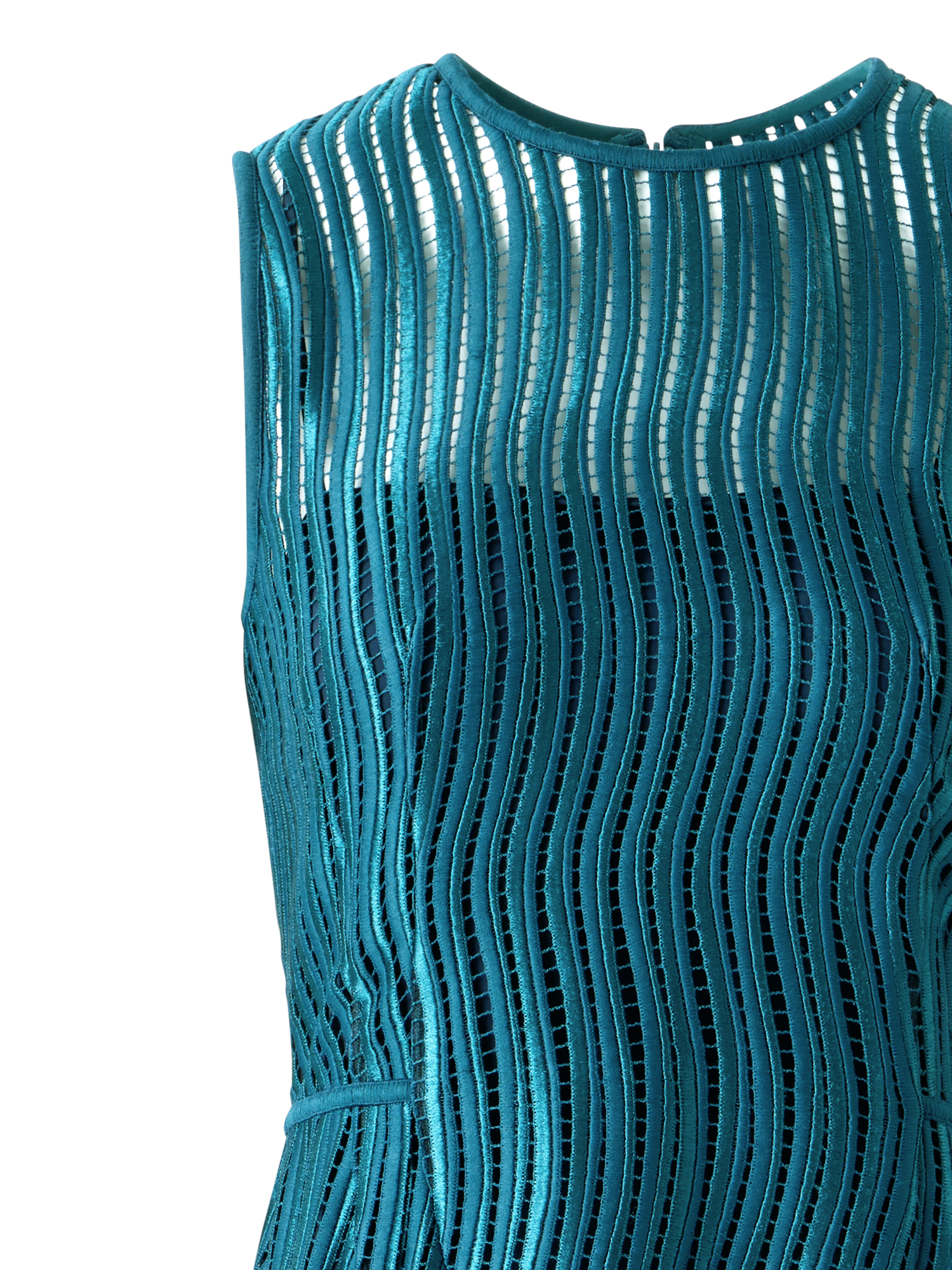 Designer Etuikleid aus Wave-Guipure - Grün