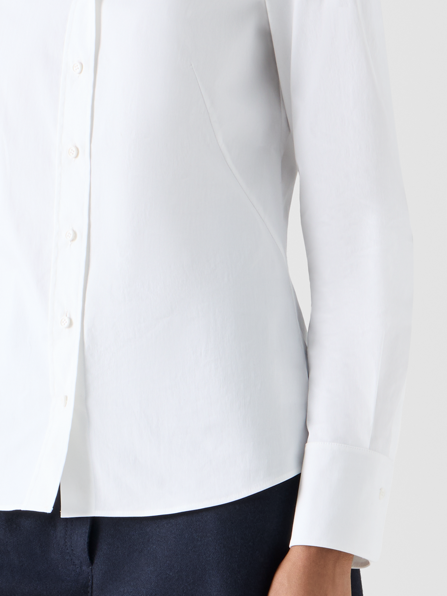 Designer Bluse aus Stretch-Baumwollpopeline - Ecru 