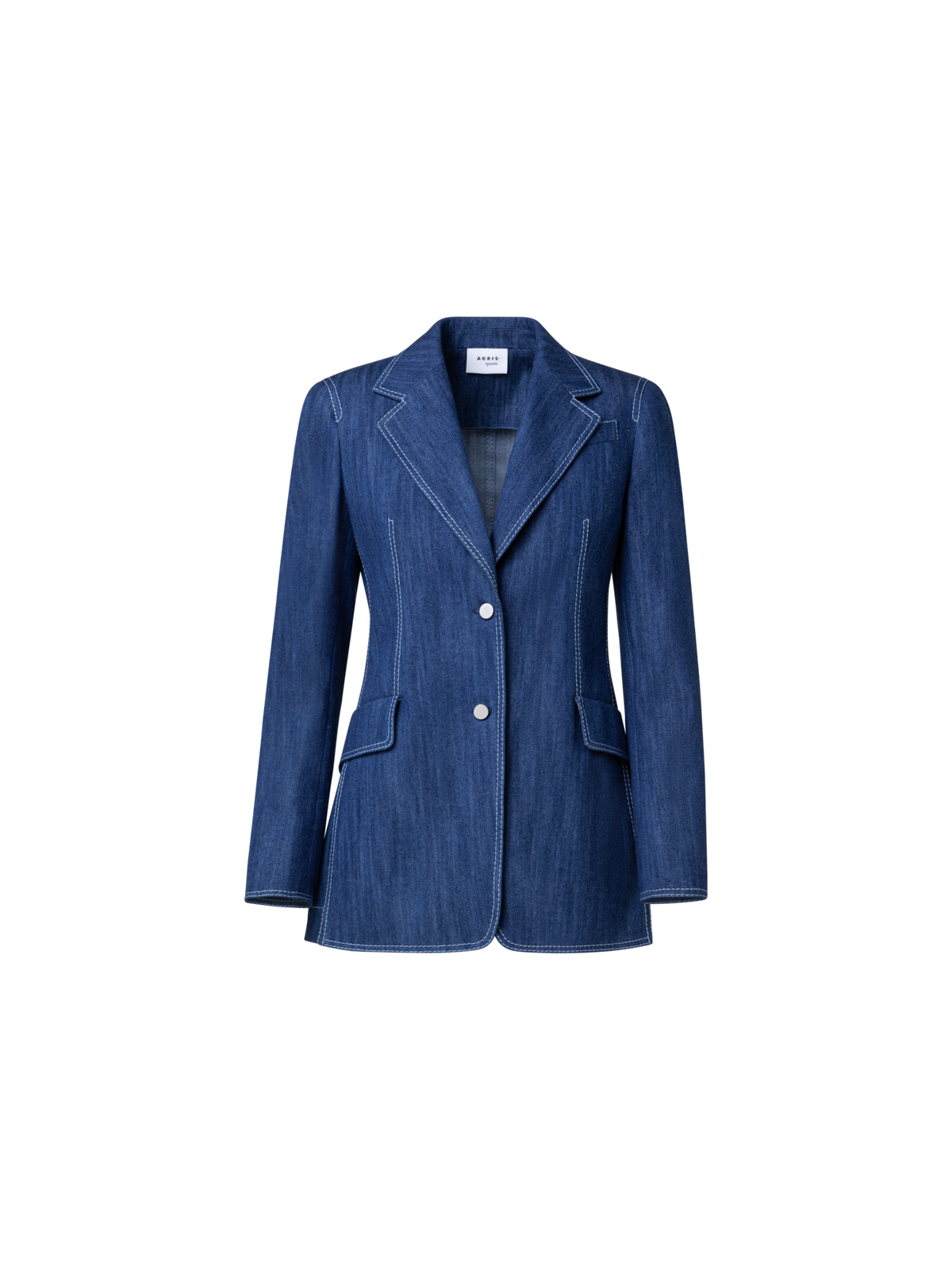 Designer Langer Blazer aus gewaschenem Denim