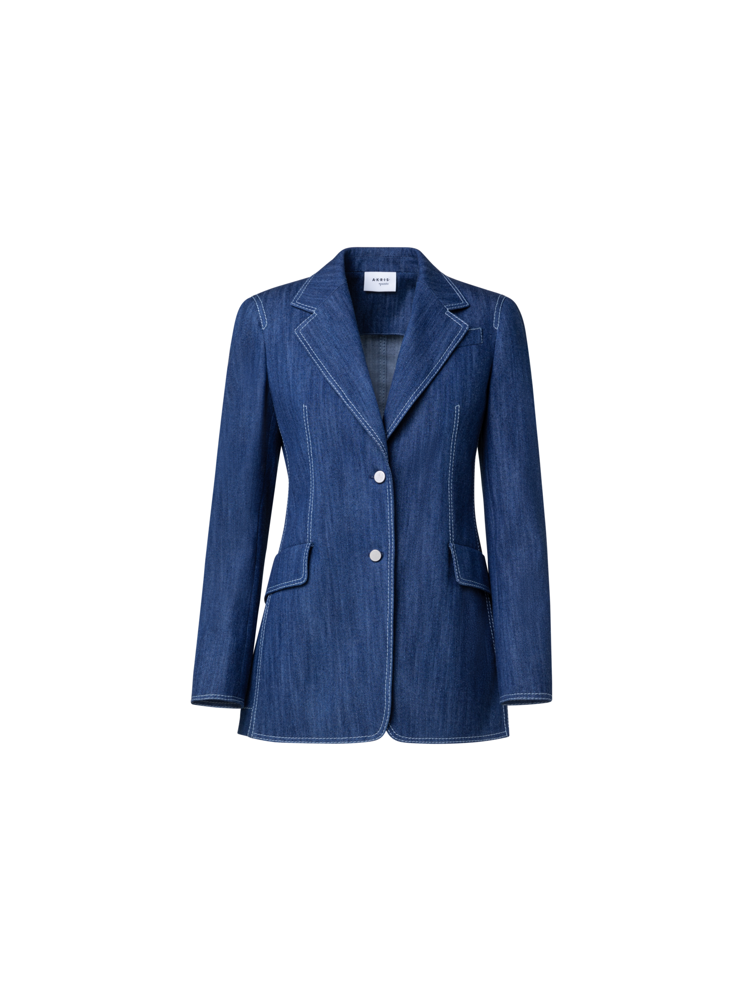 Designer Langer Blazer aus gewaschenem Denim